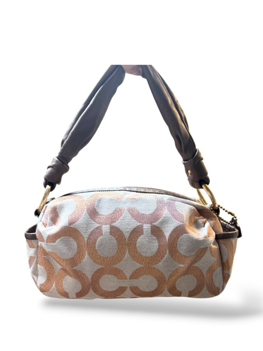 Coach Parker Op Art Shoulder Zip Bag in Metallic Gold Rose Gold - Picture 7 of 10